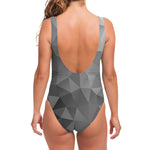 Grey Polygonal Geometric Print One Piece Swimsuit