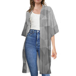 Grey Polygonal Geometric Print Open Front Beach Cover Up