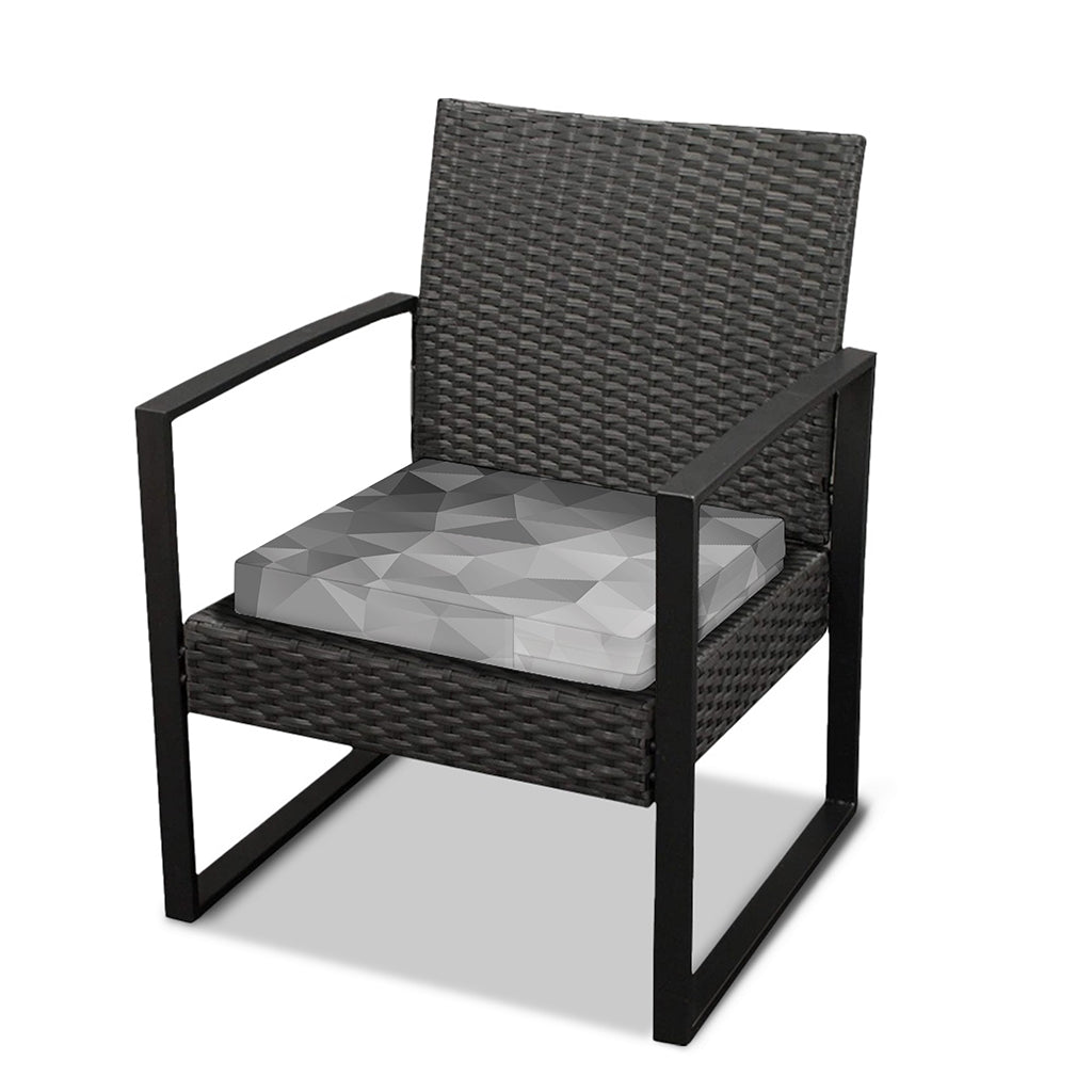 Grey Polygonal Geometric Print Outdoor Seat Cushion Cover