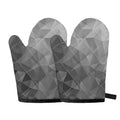 Grey Polygonal Geometric Print Oven Mitts