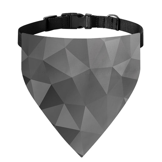 Grey Polygonal Geometric Print Over The Collar Dog Bandana