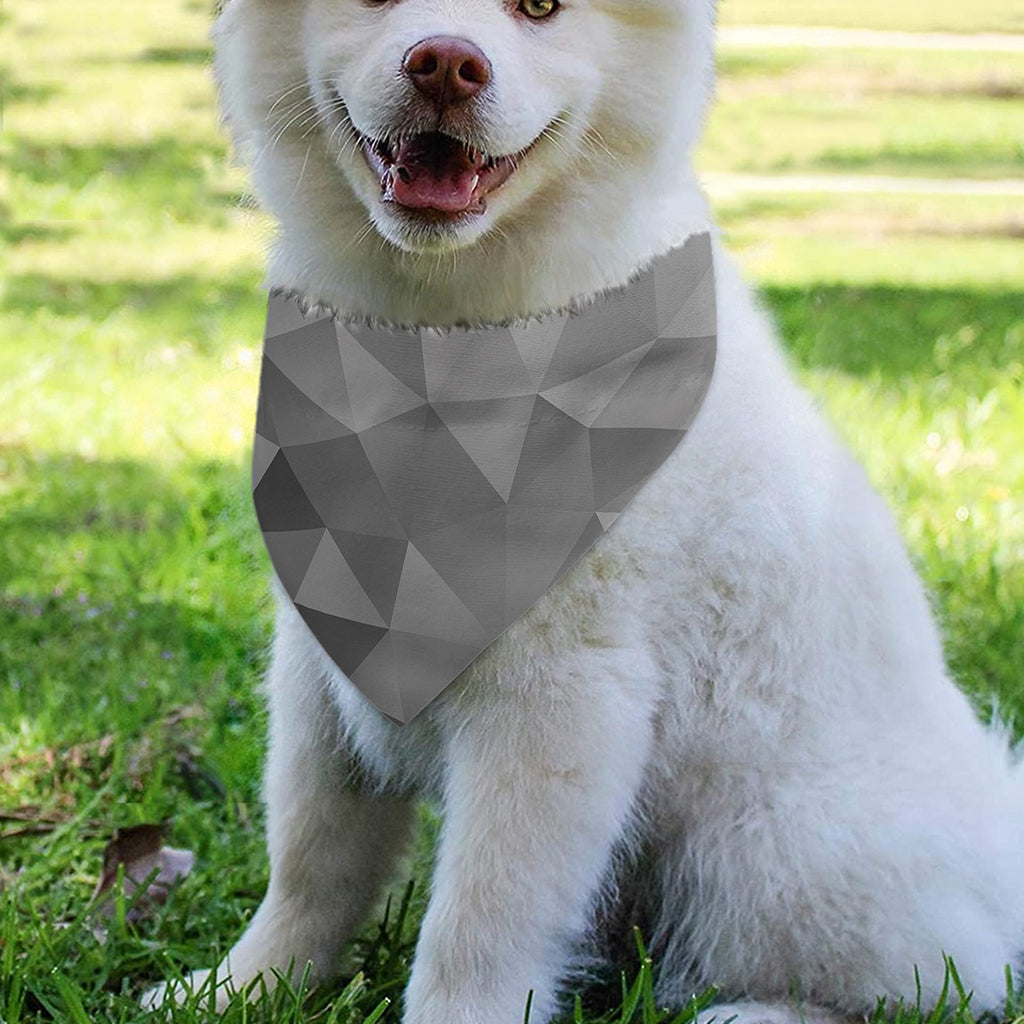 Grey Polygonal Geometric Print Over The Collar Dog Bandana