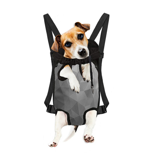 Grey Polygonal Geometric Print Pet Carrier Backpack