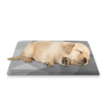 Grey Polygonal Geometric Print Pet Cooling Mat Cover