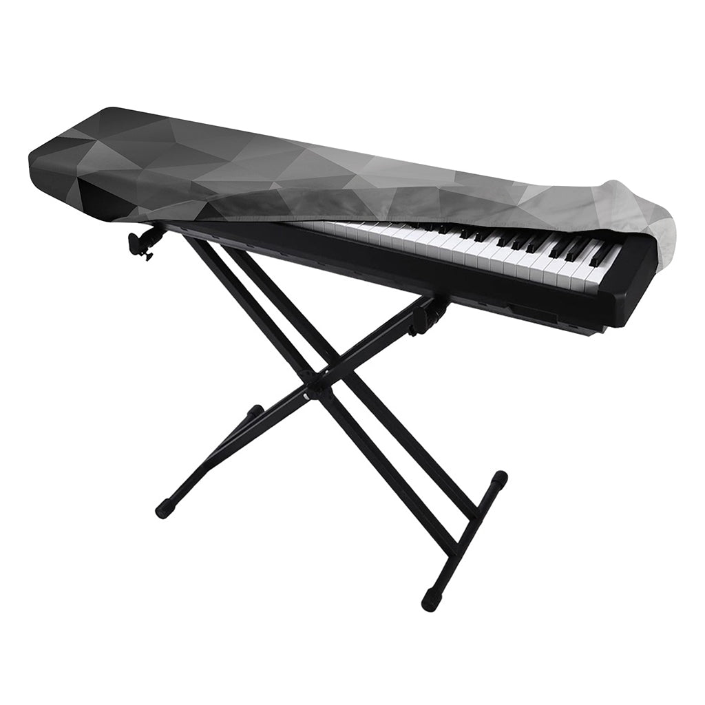 Grey Polygonal Geometric Print Piano Keyboard Cover