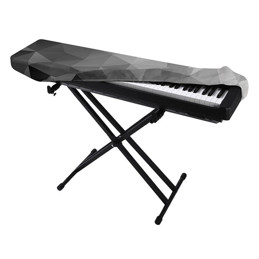 Grey Polygonal Geometric Print Piano Keyboard Cover