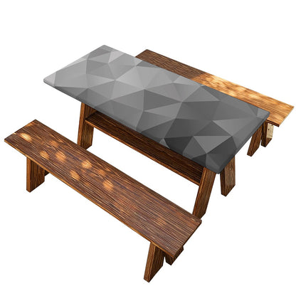 Grey Polygonal Geometric Print Picnic Table Cover