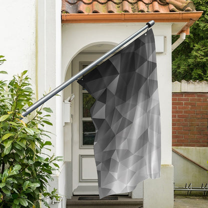 Grey Polygonal Geometric Print Polyester Flag