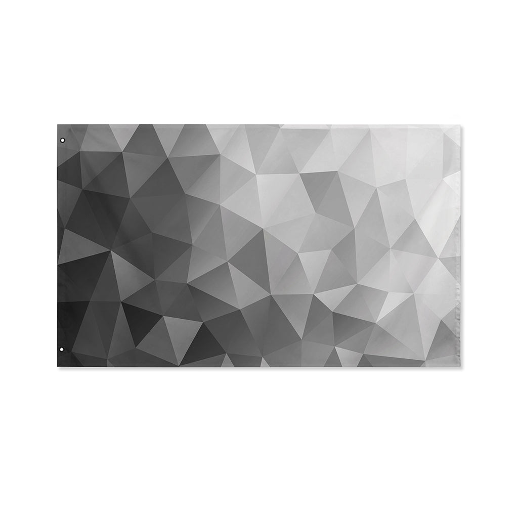 Grey Polygonal Geometric Print Polyester Flag