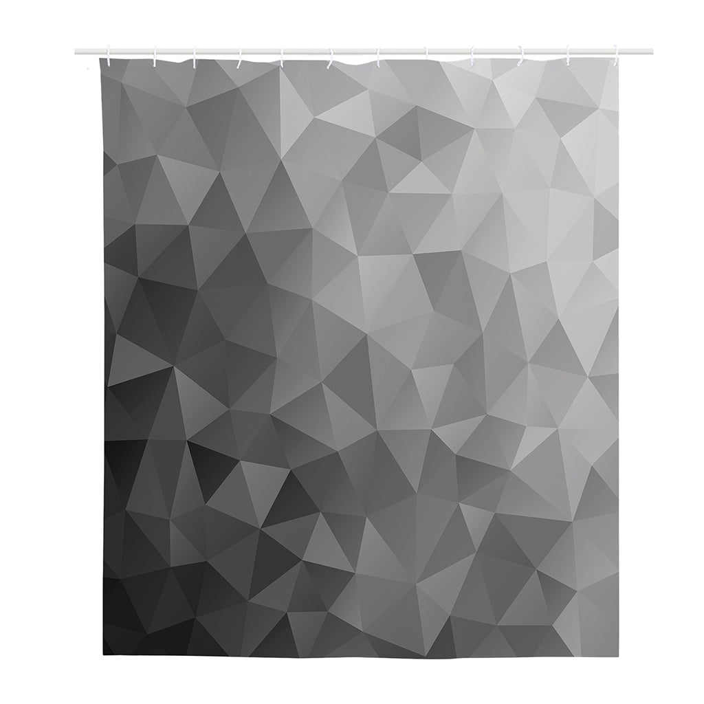 Grey Polygonal Geometric Print Polyester Shower Curtain