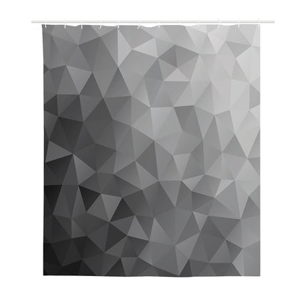 Grey Polygonal Geometric Print Polyester Shower Curtain