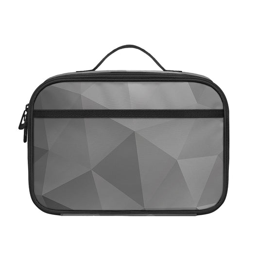 Grey Polygonal Geometric Print Portable Lunch Bag