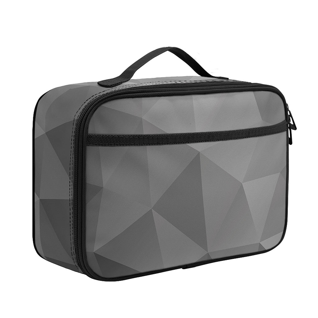 Grey Polygonal Geometric Print Portable Lunch Bag