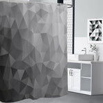 Grey Polygonal Geometric Print Premium Shower Curtain