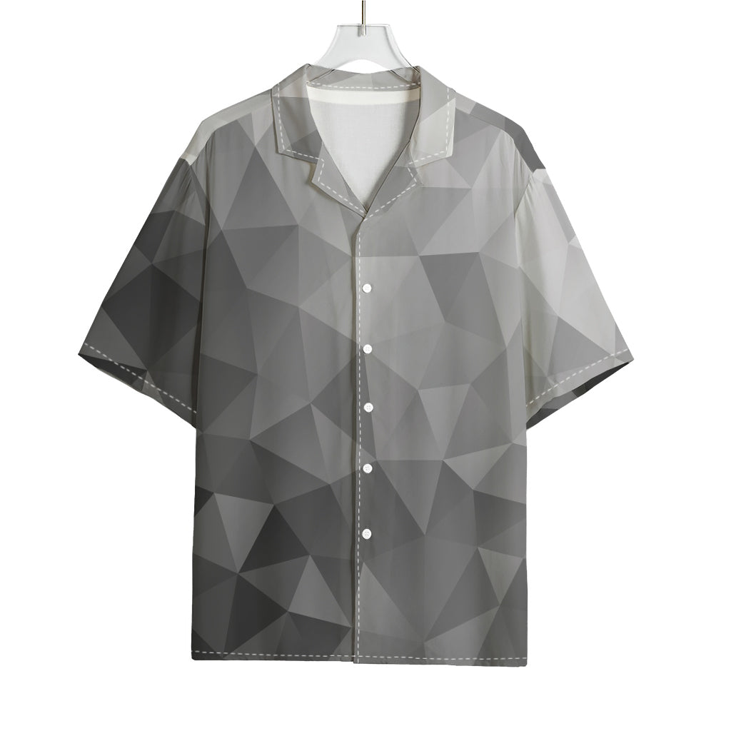 Grey Polygonal Geometric Print Rayon Hawaiian Shirt
