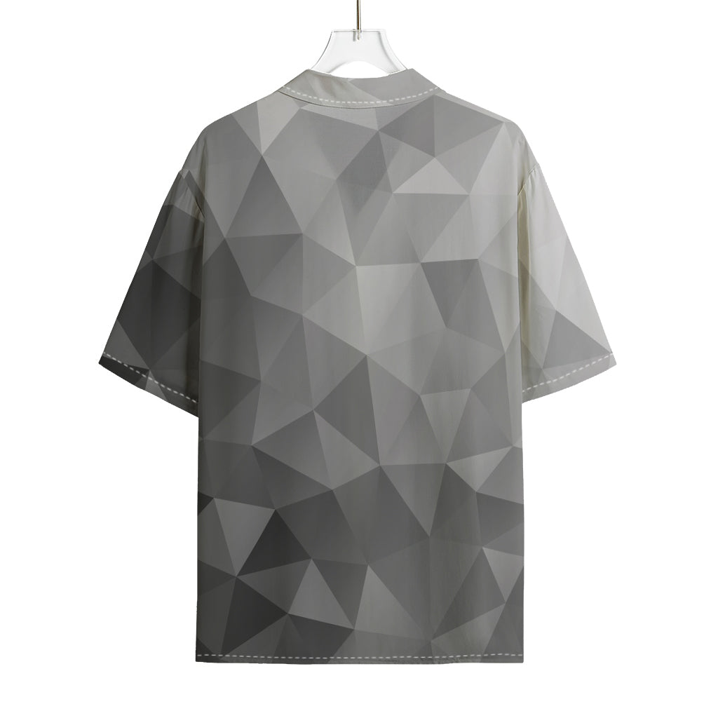 Grey Polygonal Geometric Print Rayon Hawaiian Shirt
