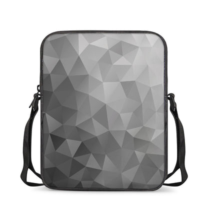 Grey Polygonal Geometric Print Rectangular Crossbody Bag