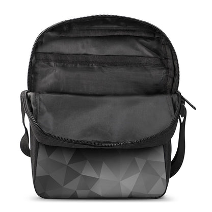 Grey Polygonal Geometric Print Rectangular Crossbody Bag