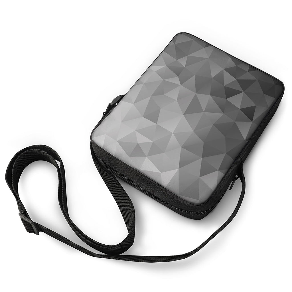 Grey Polygonal Geometric Print Rectangular Crossbody Bag