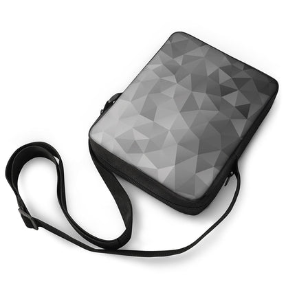 Grey Polygonal Geometric Print Rectangular Crossbody Bag