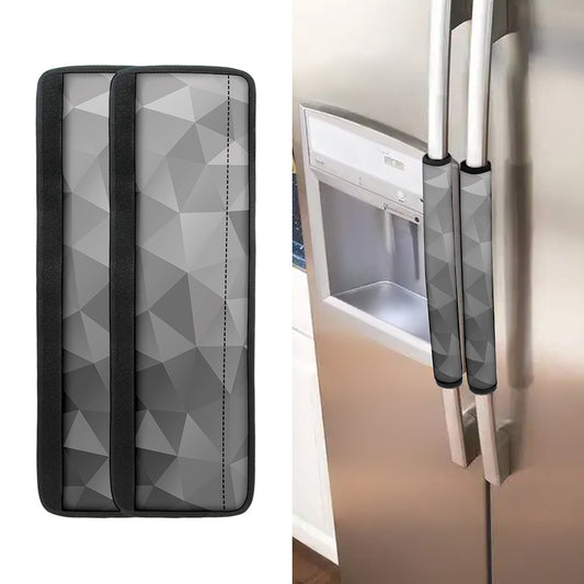 Grey Polygonal Geometric Print Refrigerator Handle Covers