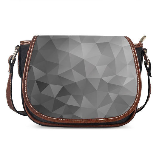 Grey Polygonal Geometric Print Saddle Bag