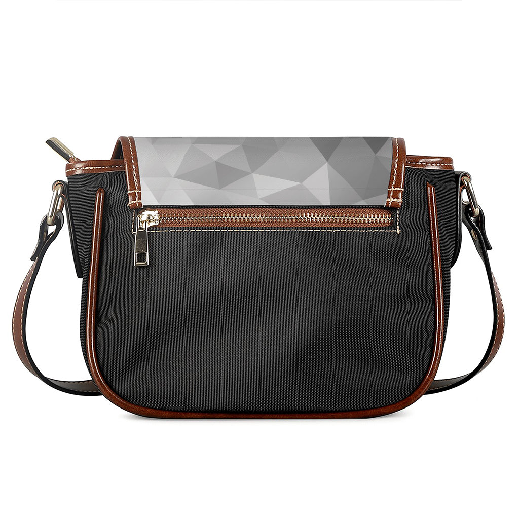 Grey Polygonal Geometric Print Saddle Bag