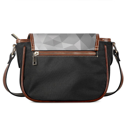 Grey Polygonal Geometric Print Saddle Bag