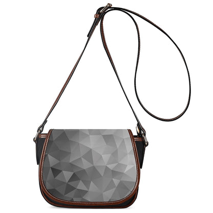 Grey Polygonal Geometric Print Saddle Bag