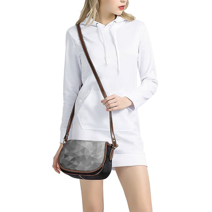 Grey Polygonal Geometric Print Saddle Bag