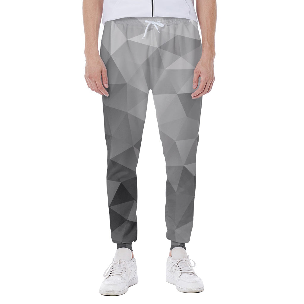 Grey Polygonal Geometric Print Scuba Joggers