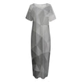 Grey Polygonal Geometric Print Short Sleeve Long Nightdress