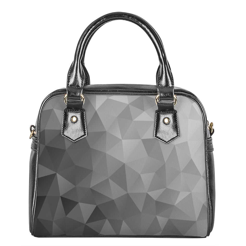 Grey Polygonal Geometric Print Shoulder Handbag