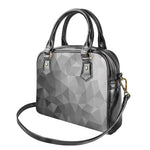 Grey Polygonal Geometric Print Shoulder Handbag