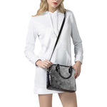 Grey Polygonal Geometric Print Shoulder Handbag