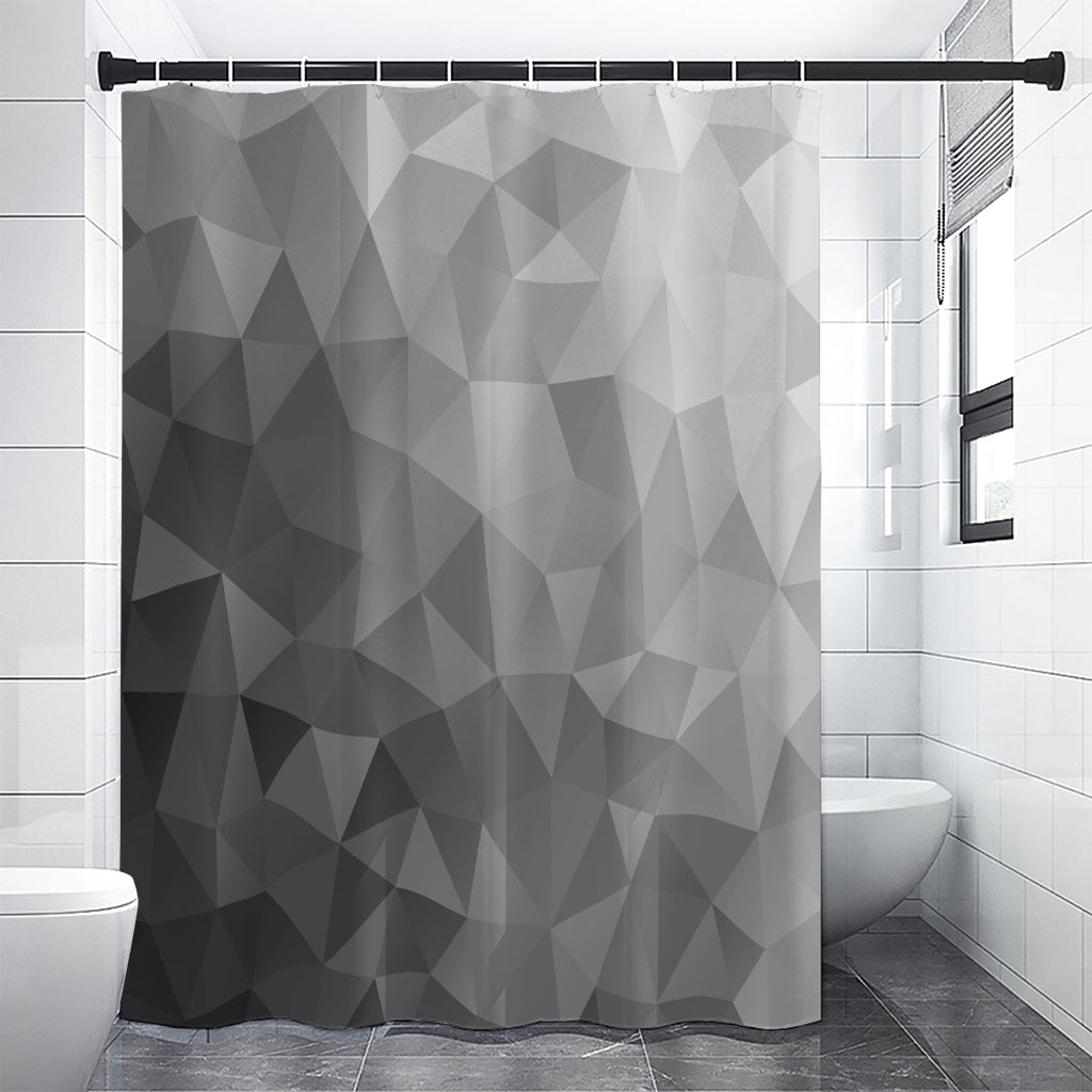 Grey Polygonal Geometric Print Shower Curtain