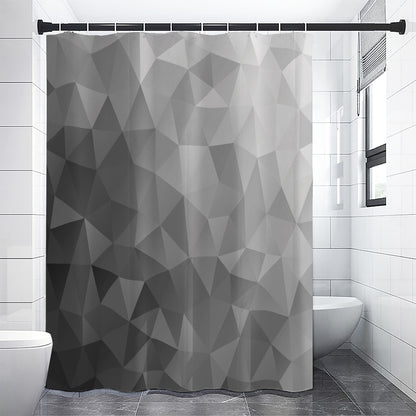 Grey Polygonal Geometric Print Shower Curtain