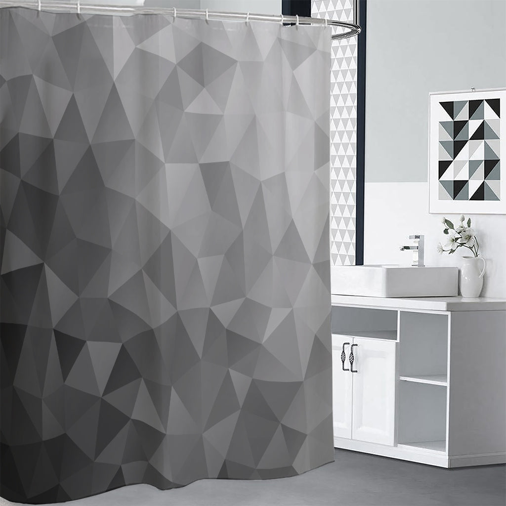 Grey Polygonal Geometric Print Shower Curtain