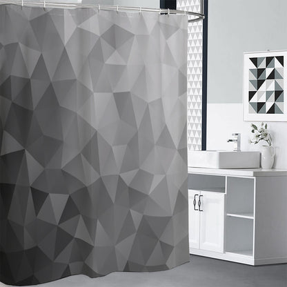 Grey Polygonal Geometric Print Shower Curtain