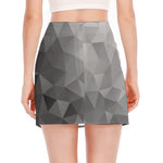 Grey Polygonal Geometric Print Side Slit Mini Skirt
