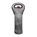 Grey Polygonal Geometric Print Single Neoprene Wine Tote