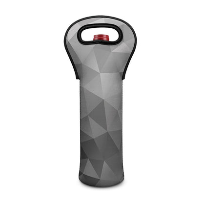 Grey Polygonal Geometric Print Single Neoprene Wine Tote