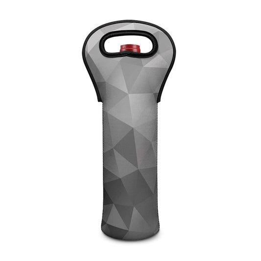 Grey Polygonal Geometric Print Single Neoprene Wine Tote