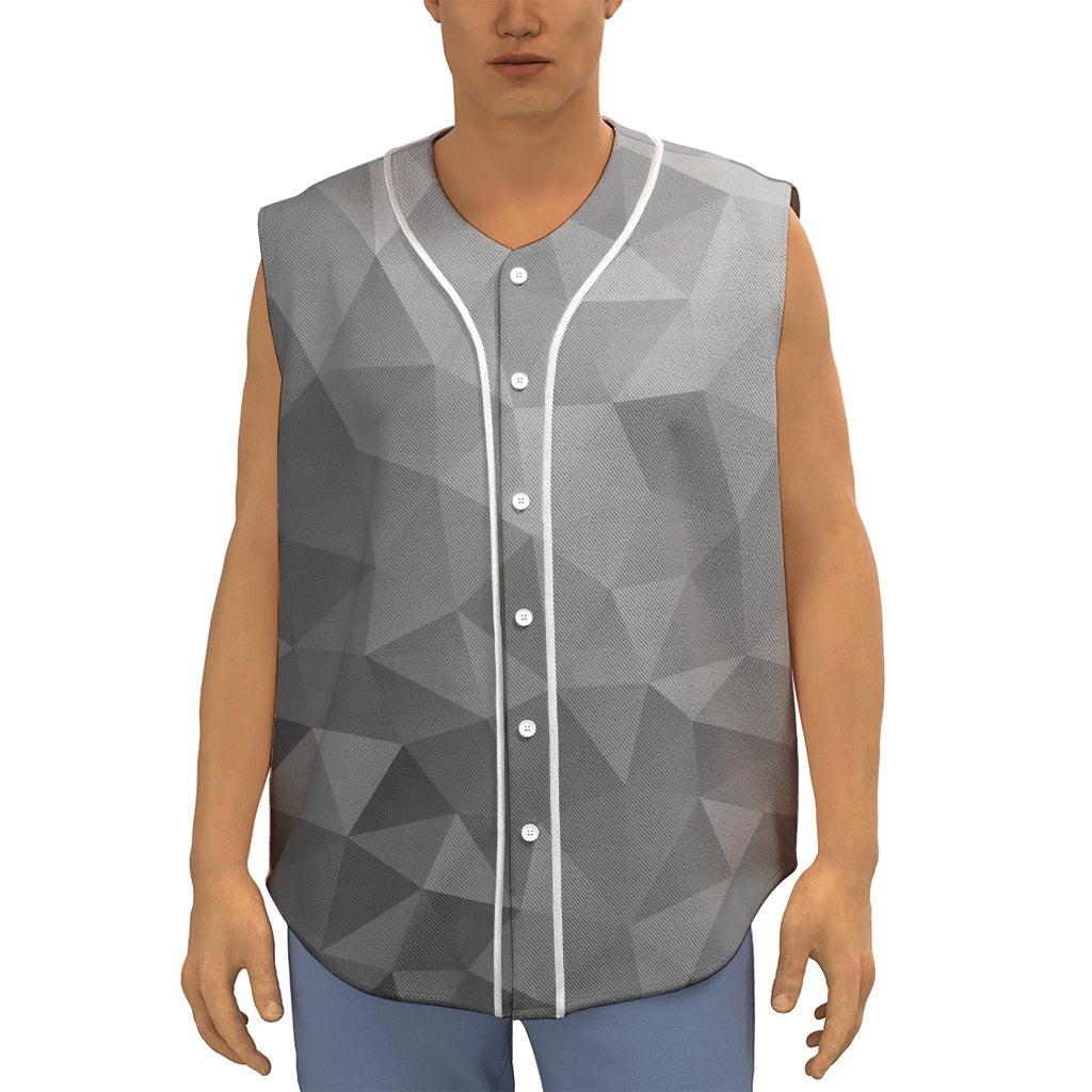 Grey Polygonal Geometric Print Sleeveless Baseball Jersey