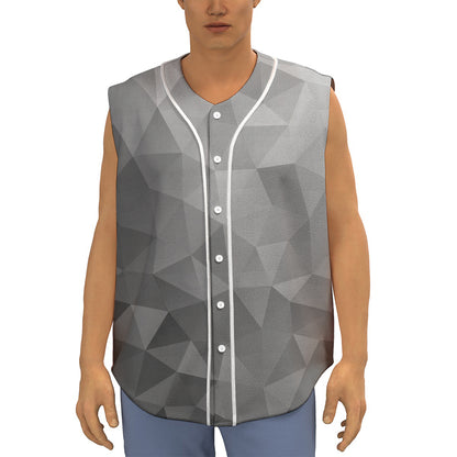 Grey Polygonal Geometric Print Sleeveless Baseball Jersey