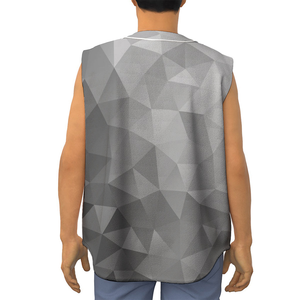 Grey Polygonal Geometric Print Sleeveless Baseball Jersey