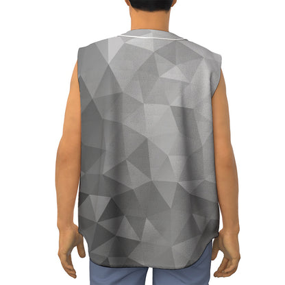 Grey Polygonal Geometric Print Sleeveless Baseball Jersey