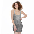 Grey Polygonal Geometric Print Sleeveless Bodycon Dress