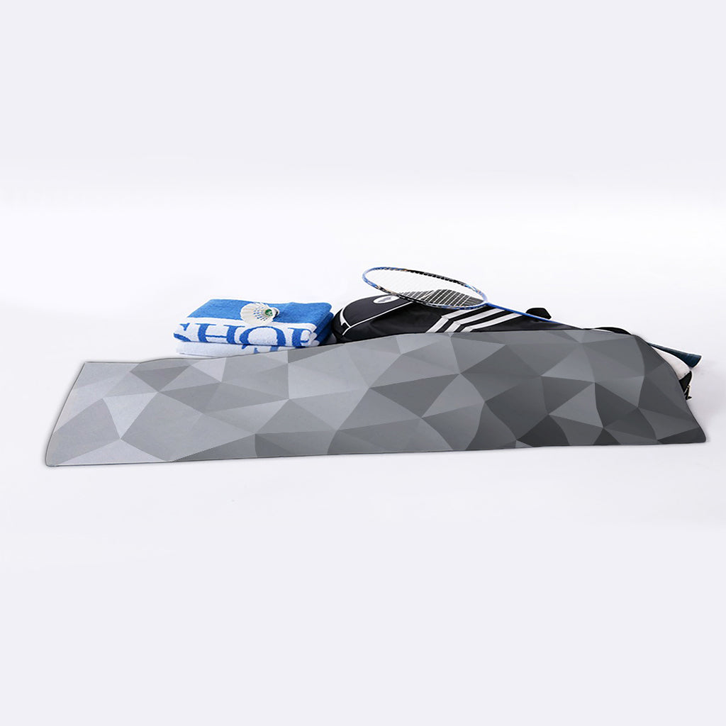 Grey Polygonal Geometric Print Sports Towel