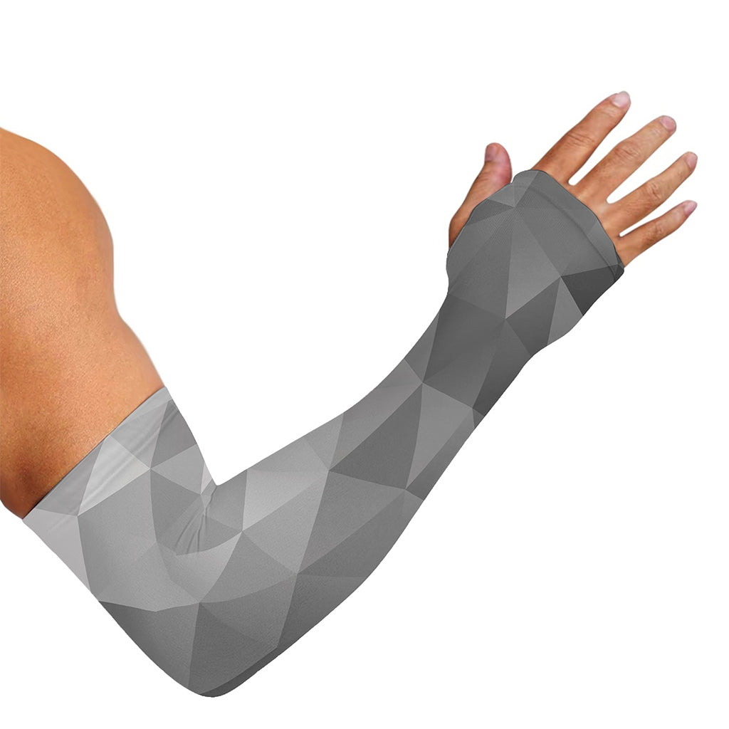 Grey Polygonal Geometric Print Sun Protection Arm Sleeves